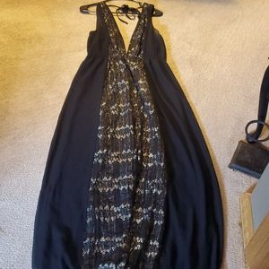 BCBG Generation Black & Gold trimmed dress medium